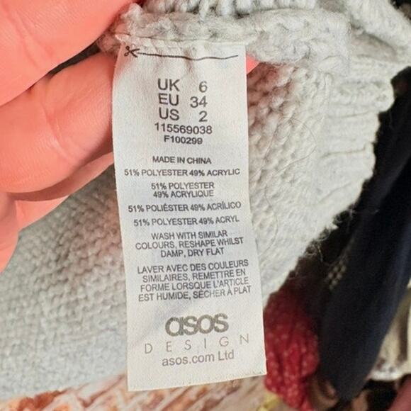 ASOS DESIGN Oversized Knit Mock Turtleneck Pullover Gray Long Sleeve Sweater - Picture 6 of 8